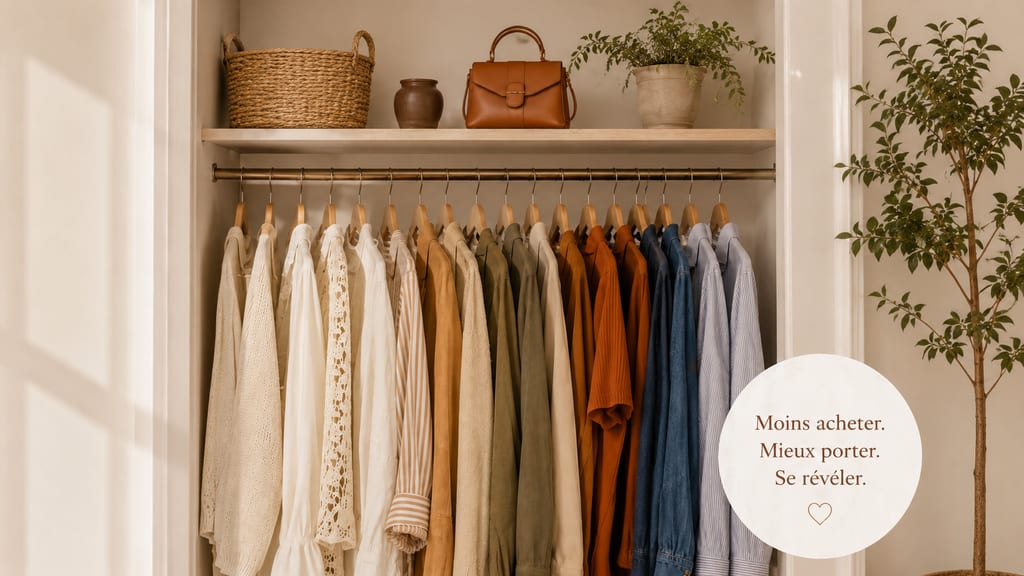 Dressing organisé aux tons naturels — Moins acheter. Mieux porter. Se révéler.