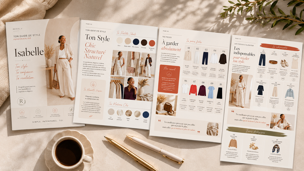 Guides personnalisés ouverts sur les pages looks et palette de couleurs